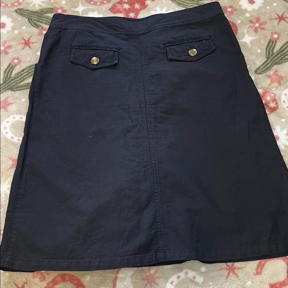 Burberry Dark Blue A-Line Skirt with Gold Buttons - Picture 6 of 6